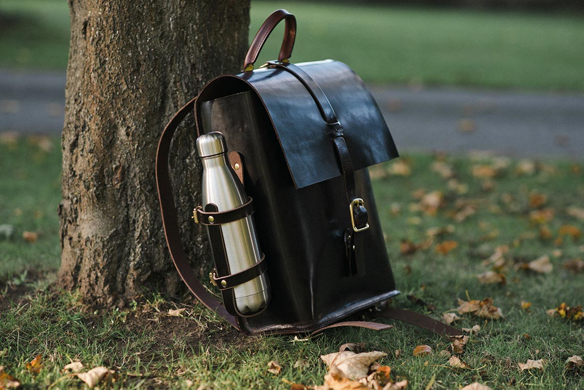 Hard hotsell leather backpack